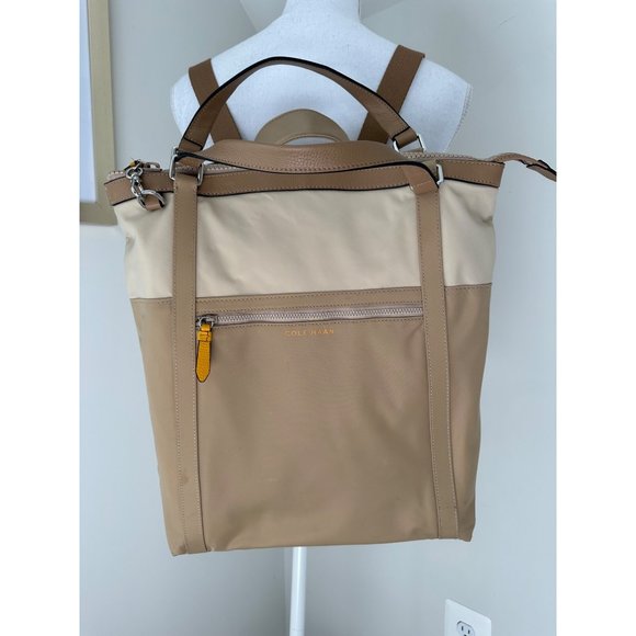 Cole Haan Nylon Convertible Backpack Beige - Picture 15 of 16